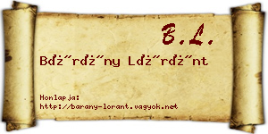 Bárány Lóránt névjegykártya